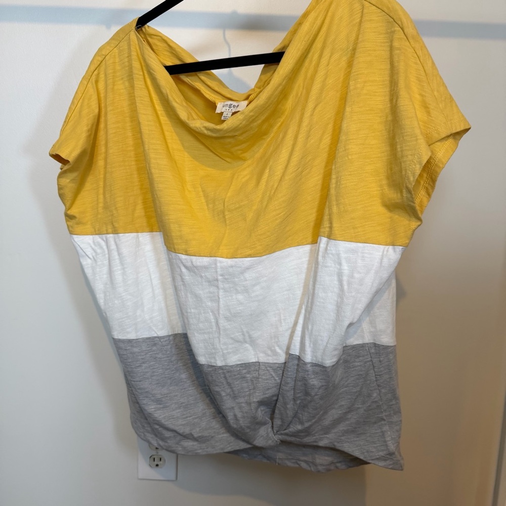 Umgee USA Pullover Boxy Colorblock Top Womens L Off-the-shoulder Boat Neck
